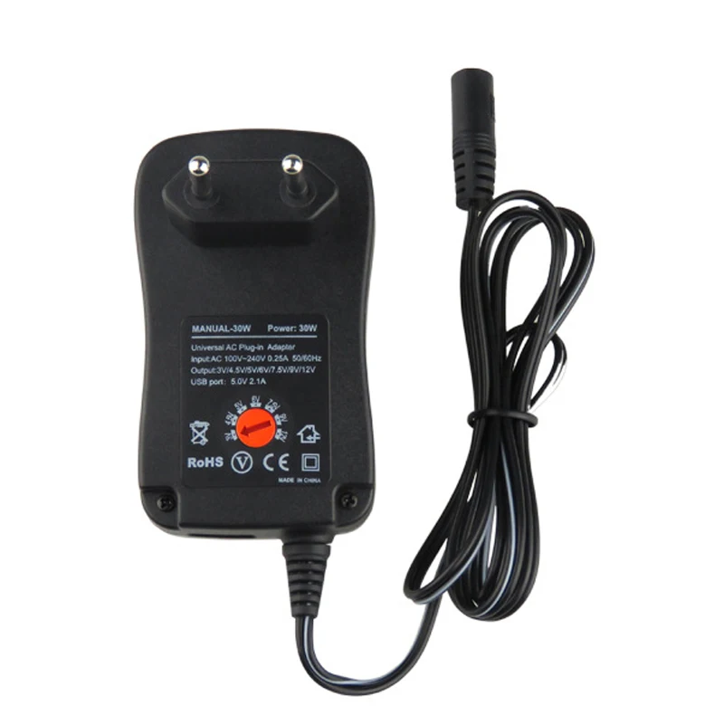 Регулируемый адаптер питания 3 V-12 V 3V 4,5 V 5V 6V 7,5 V 9V 12V 2.5A AC/DC источник питания адаптер питания EU US UK AU вилка USB зарядное устройство
