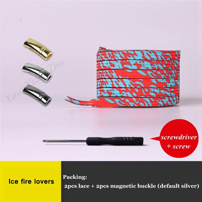 Ice fire lovers 1 пара новых быстрых шнурков без шнурков Магнитный шнурок на плоской подошве эластичные кроссовки шнурки специальные творческие Дети Взрослые Унисекс шнурки - Цвет: Ice fire lovers