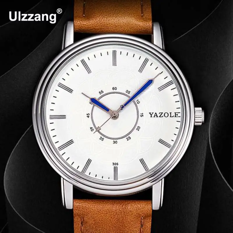 Оригинальный YAZOLE простой известный бренд натуральная кожа аналоговые кварцевые