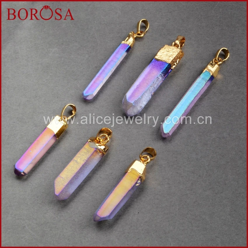 BOROSA 10 шт. новые подвесные бусины с кристаллами ауры друзные Подвески фиолетовый