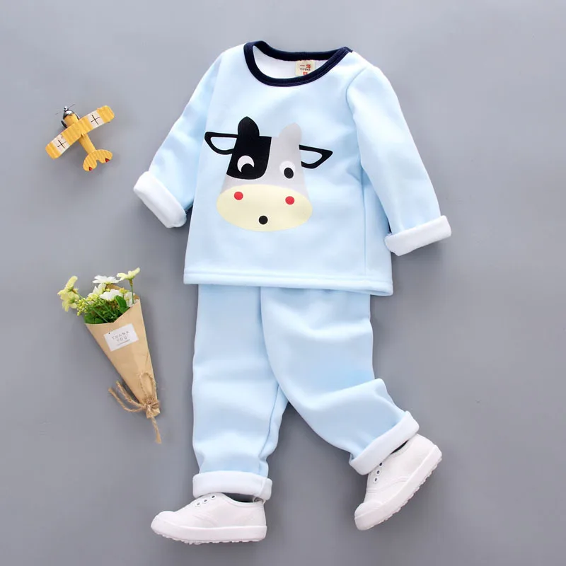 2018 Real New Baby And Boy Warm Velvet Set Autumn Winter Long-sleeved Infant Children's Cartoon Cute Suit 1-3yrs Kid Clothing | Детская