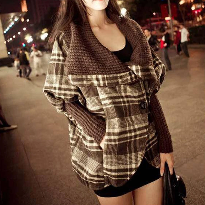 

J60125 Large Lapel Cloak Women Woollen Coat