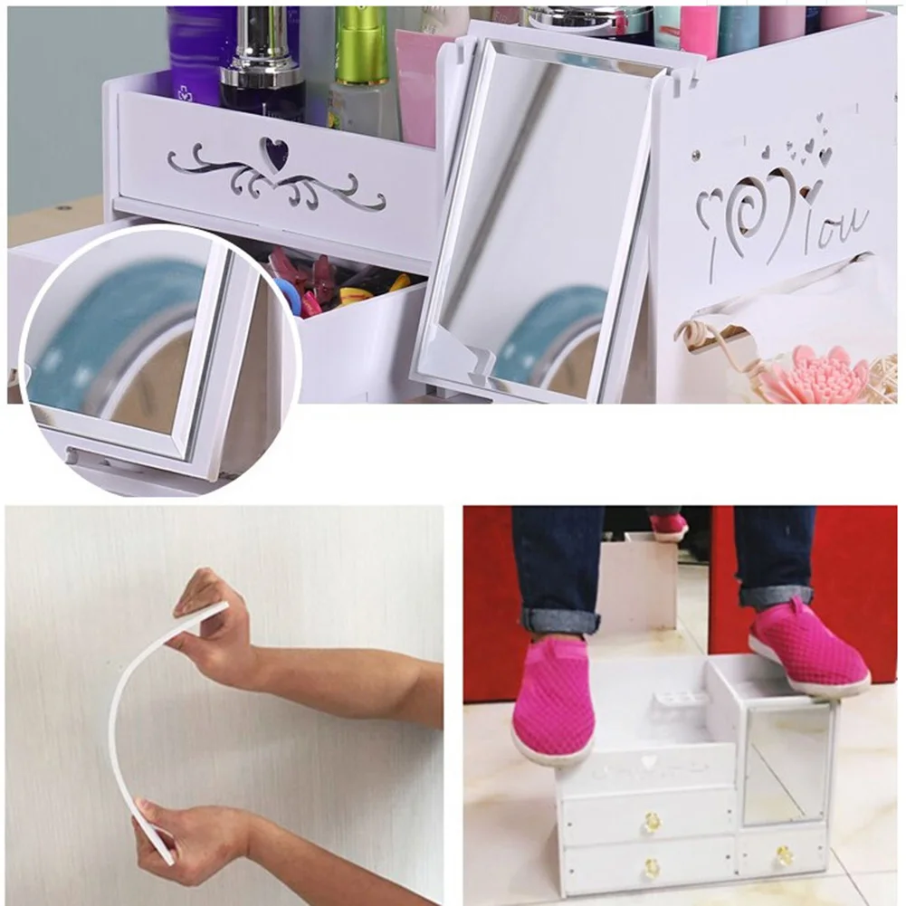 Домашний Настольный косметический ящик для хранения зеркальный контейнер