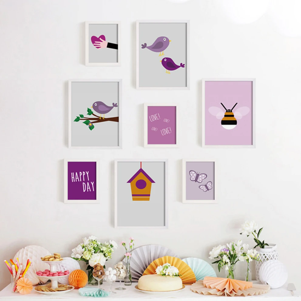 Прекрасный мультфильм холст для живописи пчелы бабочки картина маслом на холсте