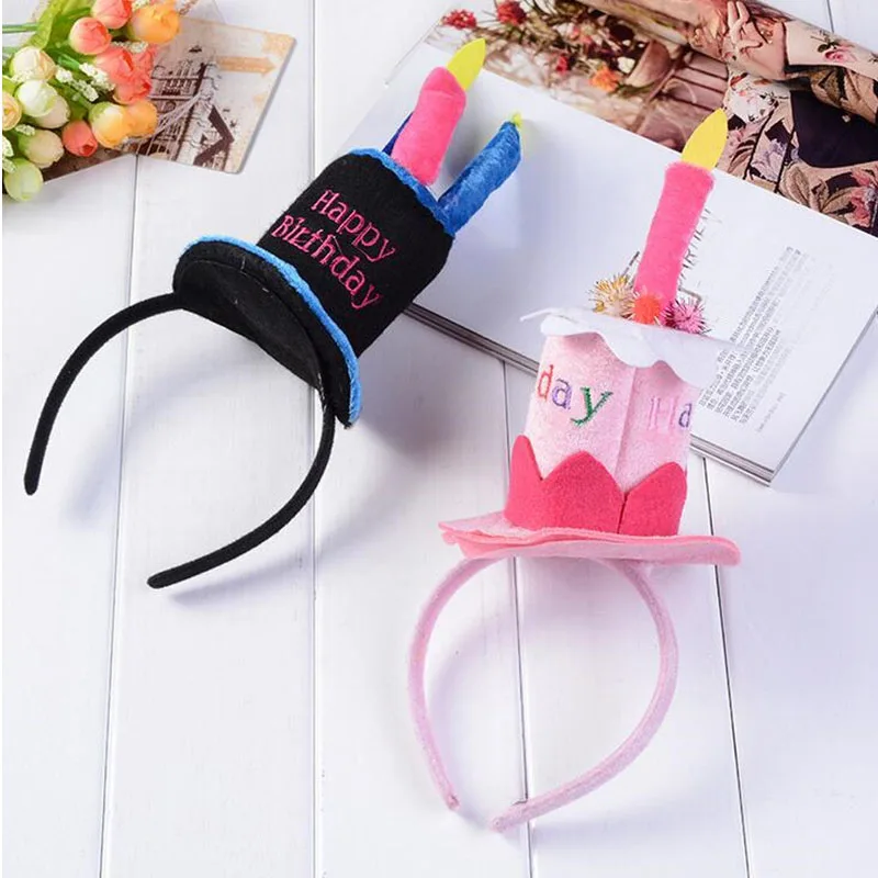 

Cute Birthday Hat Headband Children Cake Candles Hair Band Headwear Birthday Party Favors Gift Halloween Christmas
