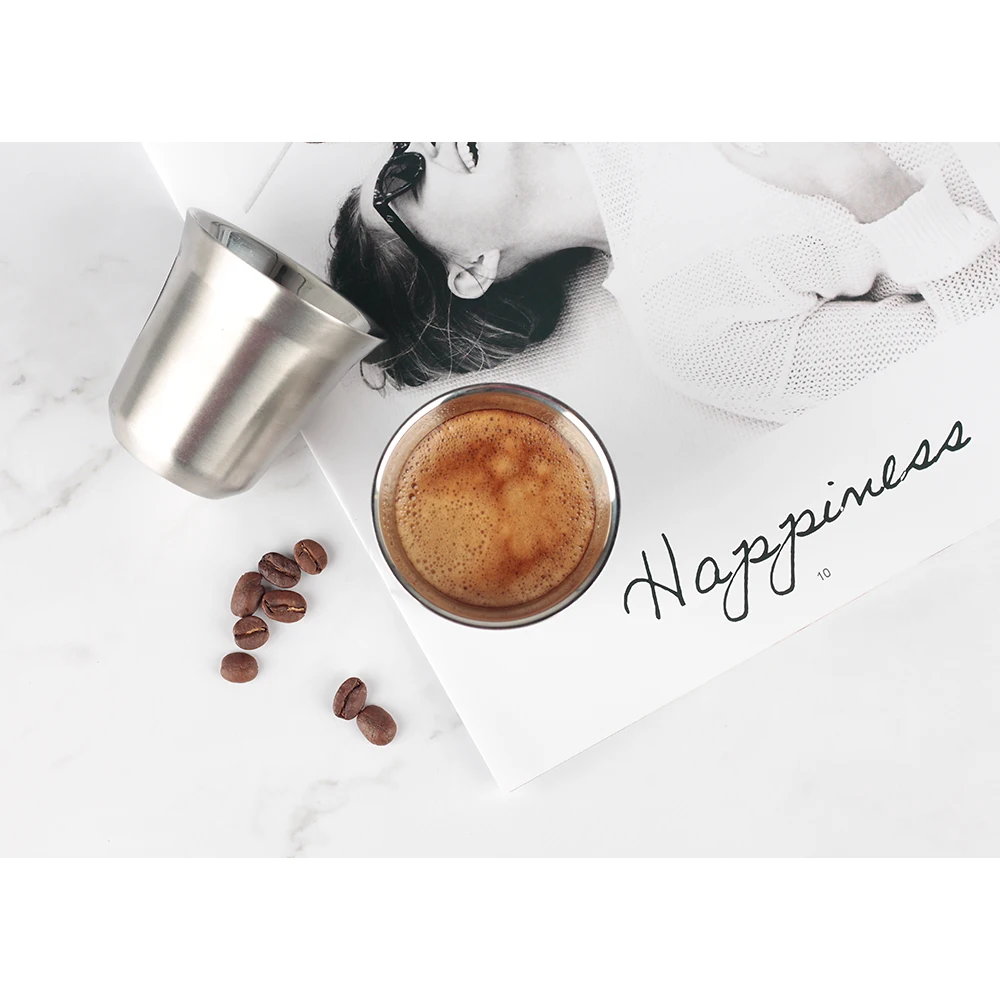 85 мл 170 Двойная Стенка 304 нержавеющая сталь Demitasse эспрессо Кофейная чашка кружка FDA