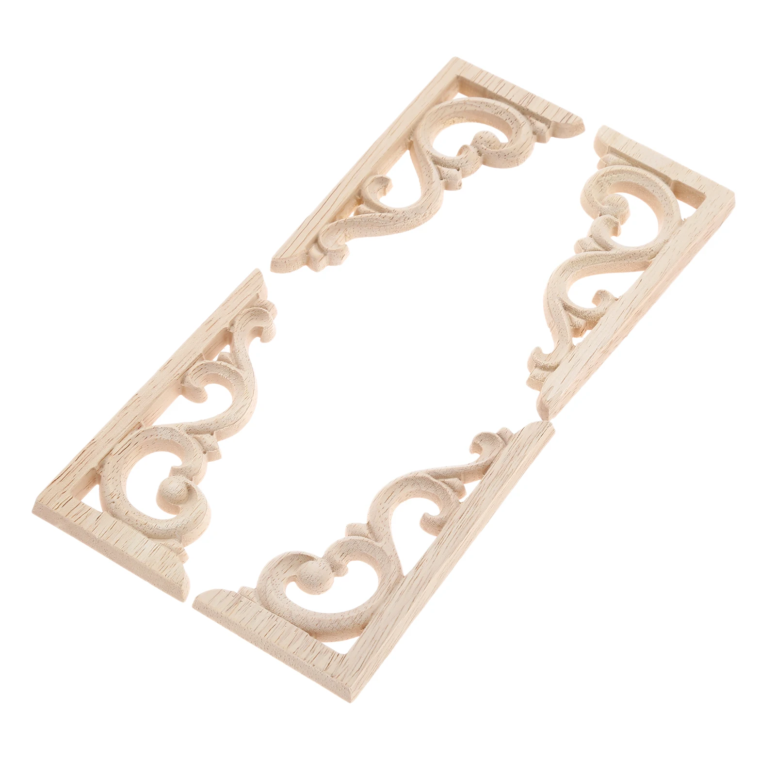 4Pcs 12*6cm Floral Wood Carved Decal Corner Appliques Frame Wall Furniture Woodcarving Decorative Wooden Figurines Crafts | Дом и сад