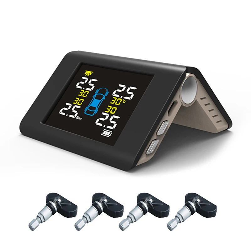 Smart Car TPMS Система Контроля Давления в Шинах Солнечная Энергия Цифровой ЖК Дисплей