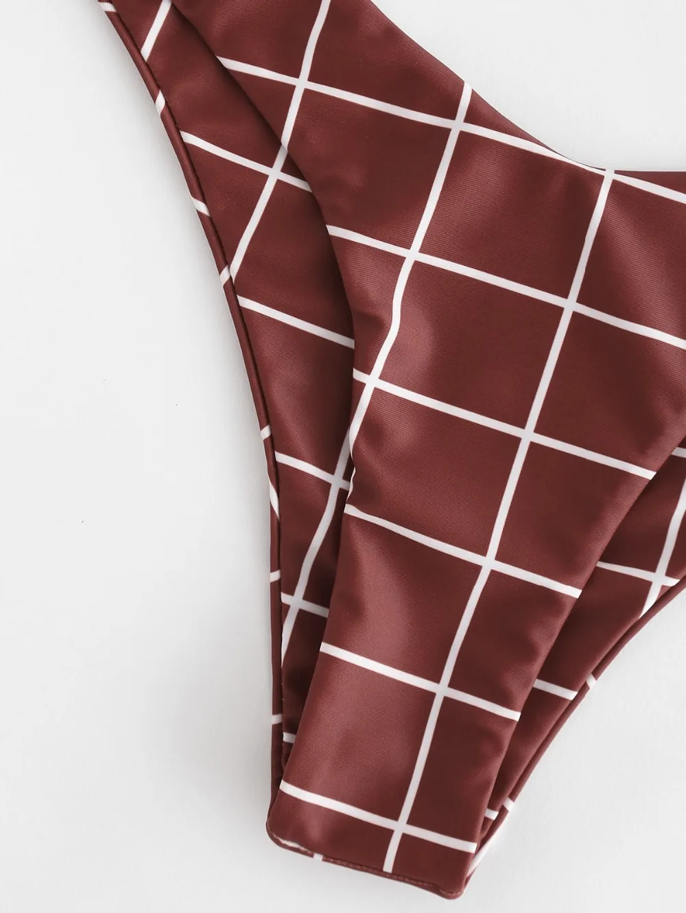 Комплект бикини без бретелек в клетку с высокой талией стринги бандо Ретро стиль