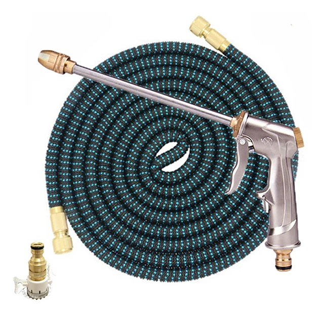 color hose set 25FT-75FT Садовый шланг с металлическими длинными линиями водяной пистолет капельного орошения расширяемые Волшебные гибкие поливочные шланги пластиковые трубы - Цвет: color hose set