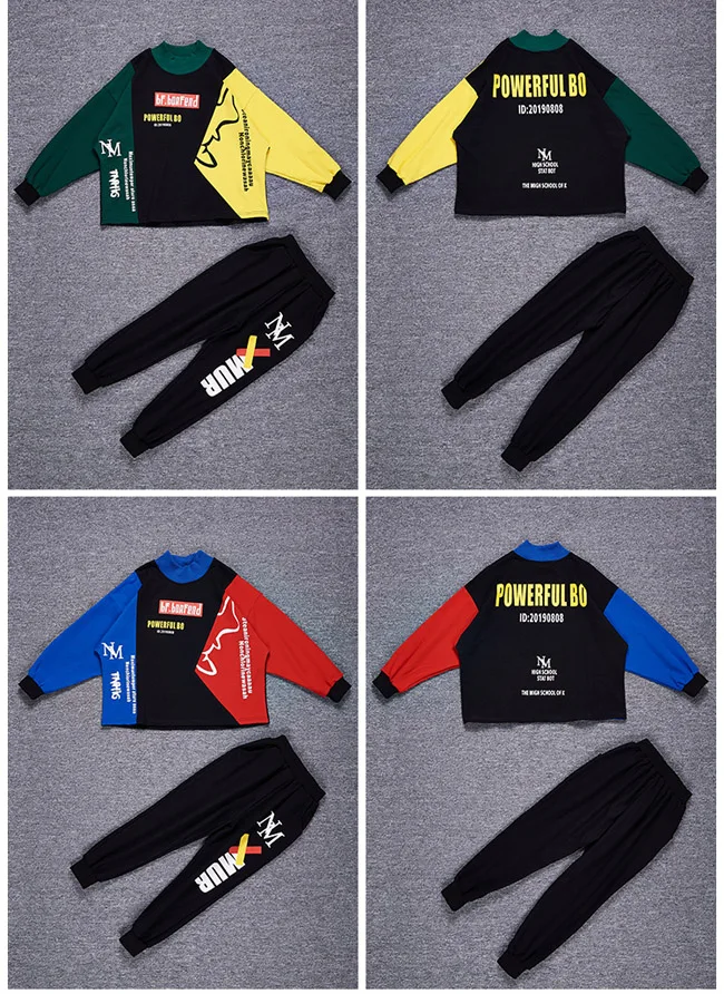2 Pieces Children's Clothing Sets Boys Cotton Hip Hop Dance Costumes Autumn Big Kids Hoodies Pants Outfits 8 10 11 12 Years Old | Детская