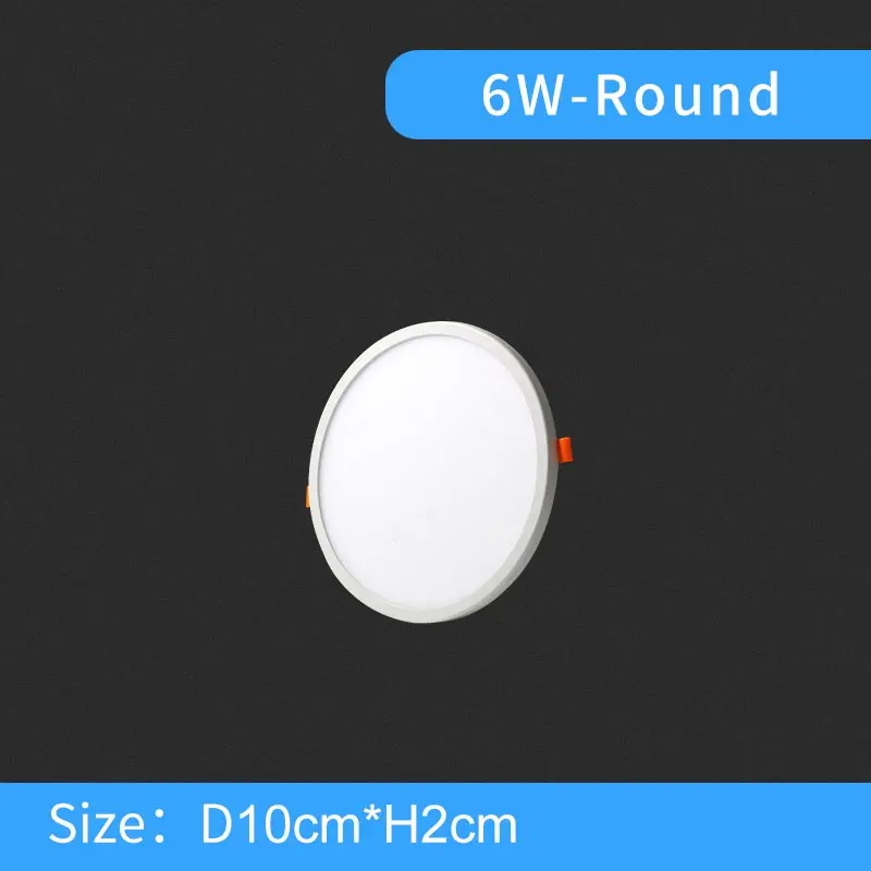 6W-Round Светодиодный панельный светильник, ультра тонкий встраиваемый светильник s 6 Вт 8 Вт 15 Вт 20 Вт 220 в 230 В круглый квадратный потолочный панельный светильник - Испускаемый цвет: 6W-Round
