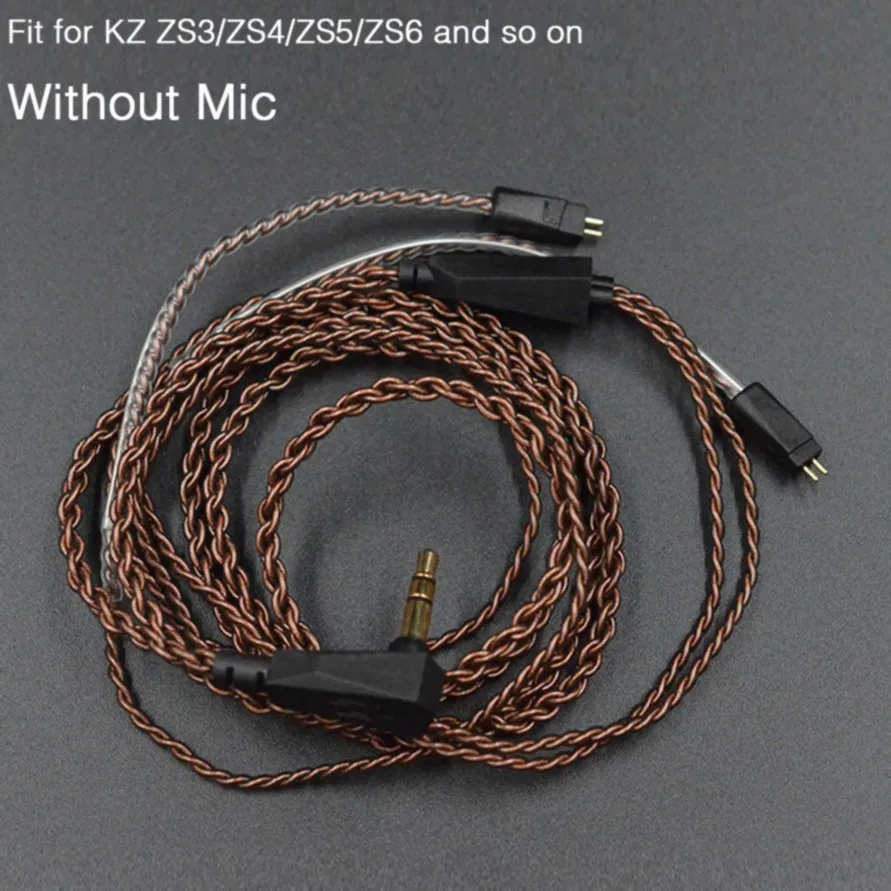 A-No Mic Наушники KZ кабель 2 Pin 0,75 мм обновленная Замена выделенного кабеля провод для KZ ZSN/ZST/ZS10/ZS3/ED12/ZS6/ZS4/ZSA/ED16/AS10 наушники - Цвет: A-No Mic