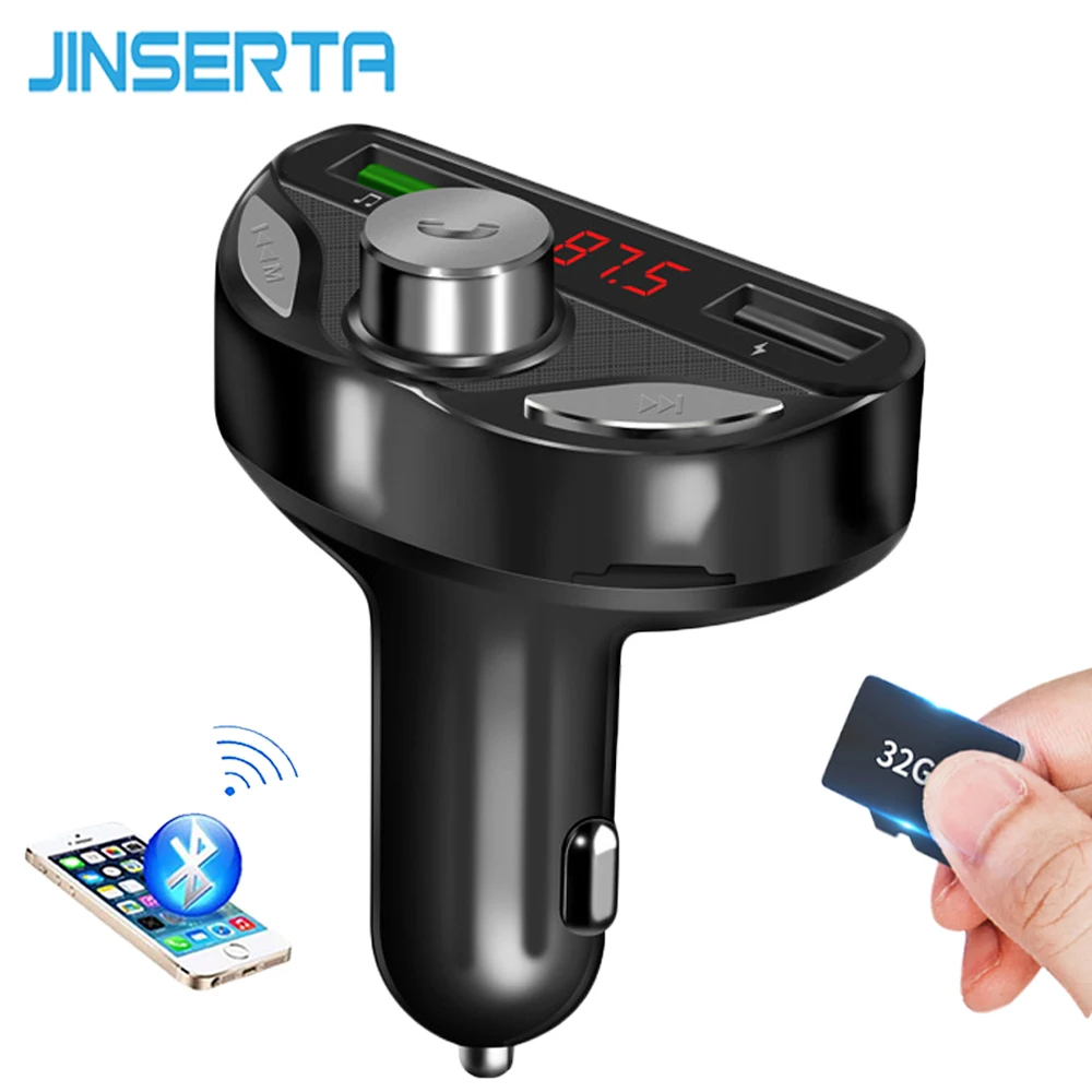 JINSERTA Bluetooth 5 0 FM передатчик модулятор громкой связи автомобильный комплект 3 мм AUX