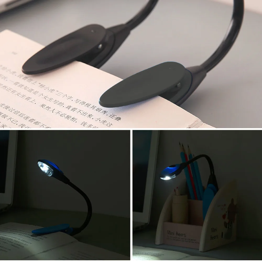 1 шт. Мини Гибкий Clip-On Яркий свет книга ноутбука Белый светодио дный Книга