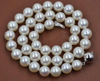 best aaa 10mm round white real pearl necklace g14k clasp