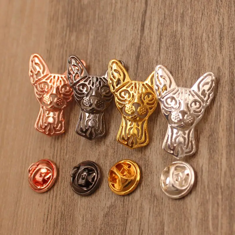 

Mdogm 2020 Sphynx Cat Animal Brooches And Pins Coat Suit Metal Small Father Collar Badges Gift For Female Male Men BT001