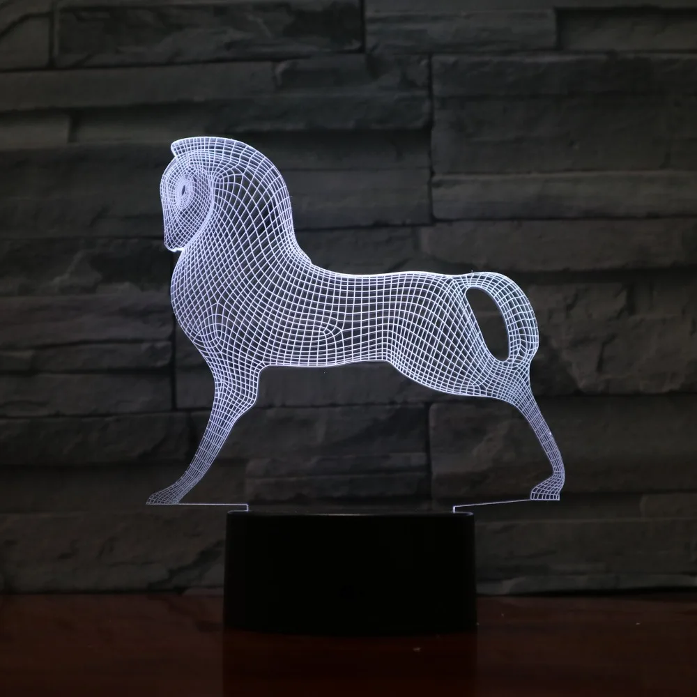 

18CM Cute Pony Horse 3D Light LED 7 Colors Change Toy USB Cable Touch Switch Table Decor Christmas Gifts Kids Hobbies 3D1100