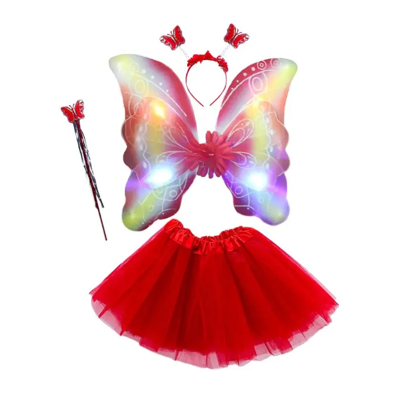 4 предмета в комплекте для девочек светодиодный сказочный костюм комплект с