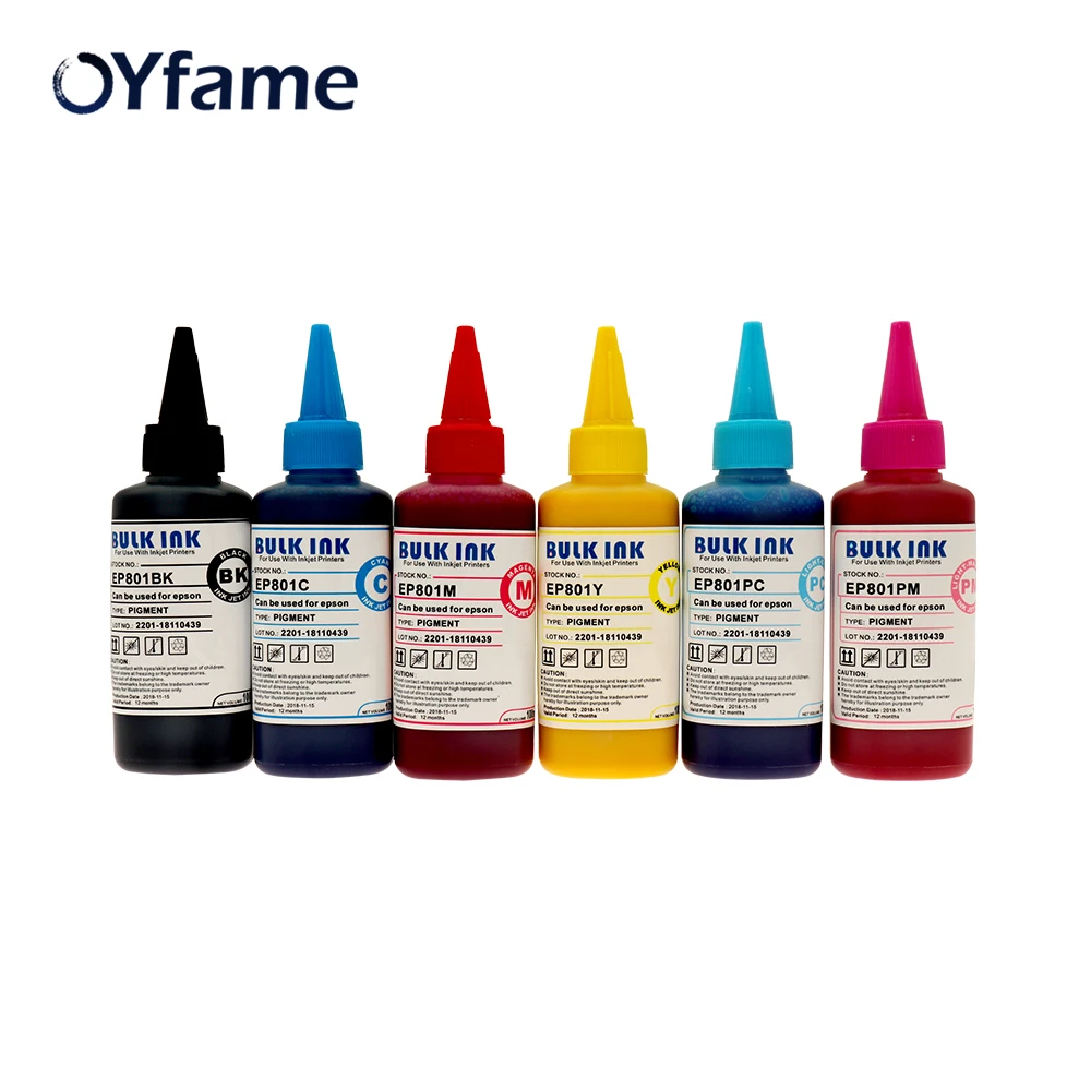 Универсальные пигментные чернила OYfame 6*100 мл для Epson SureColor T50 P600 P800 R1390 все струйные