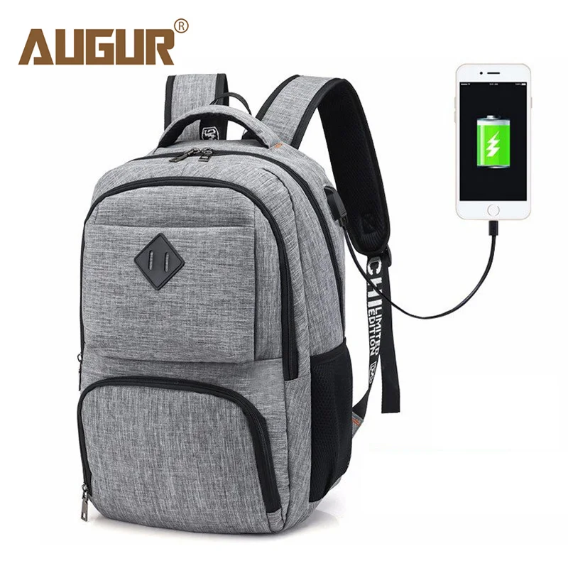 Augur Многофункциональный Usb Мужской рюкзак для ноутбука женщин 2018 15 дюймов