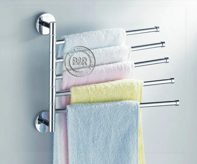 bamboo bathroom Freeshipping B&ampR Fashionable space aluminum 5 bars flexible 180 degree rotating moving Towel rack towel rail tow |