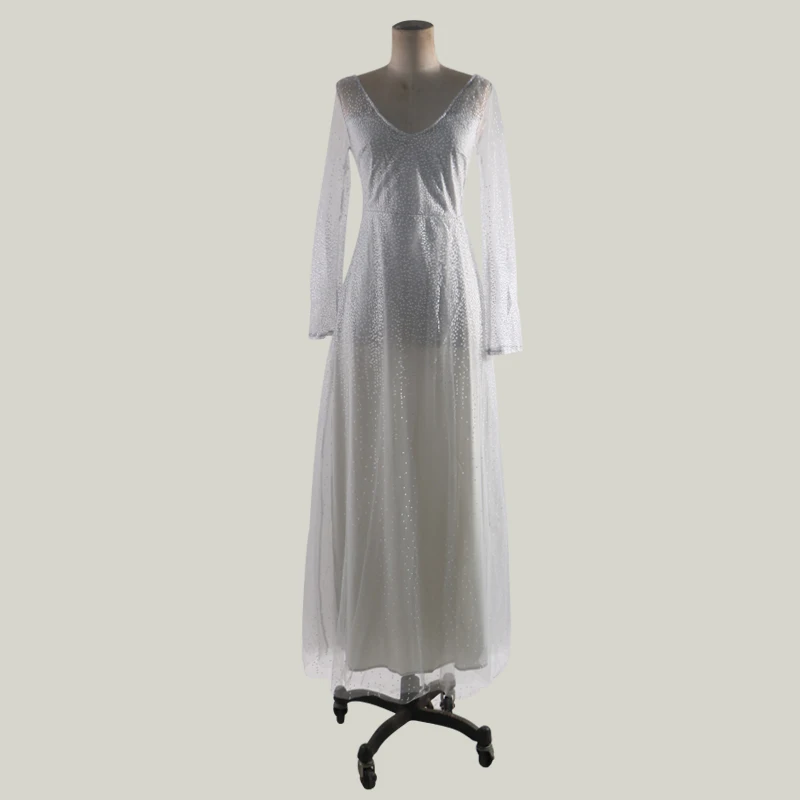 Модные серые вечерние платья с длинным рукавом и v образным вырезом юбки из