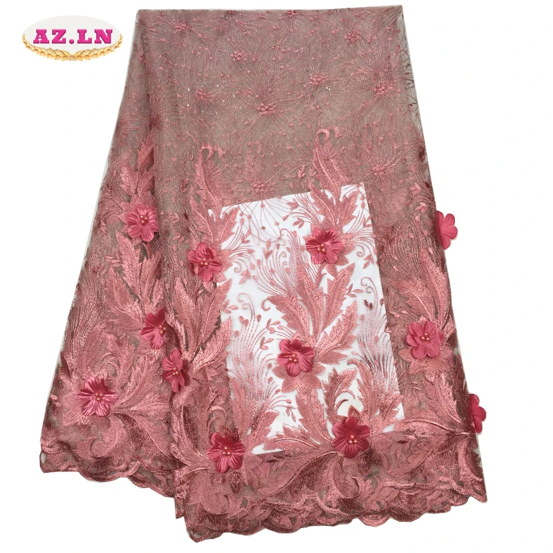 

Onion Color African Lace Fabric 2018 High Quality French 3D Lace Fabric With Sequence Lace Fabric For Wedding Party A19B5