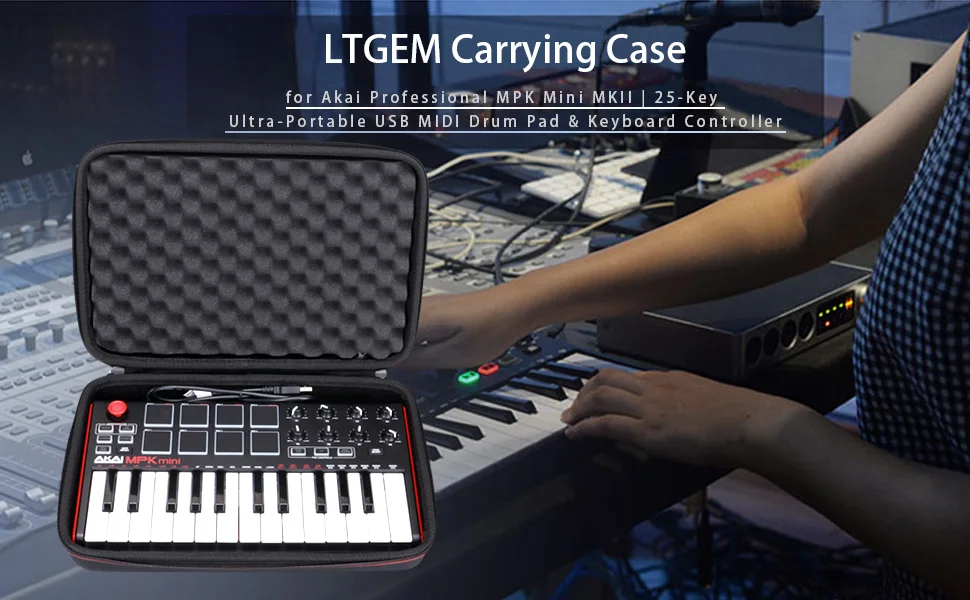 LTGEM Жесткий Чехол для акаи Профессиональный МПК мини MKII& МПК мини игровой | 25-ключ USB MIDI Drum& контроллер клавиатуры