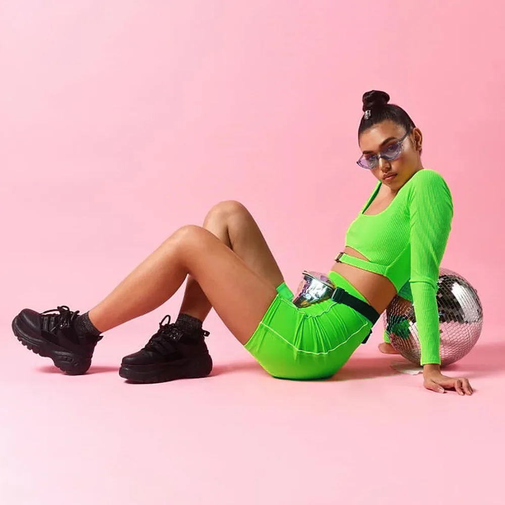 STAY TIDY Casual Knitted Hollow Out Safety Buckle Crop Tops 2019 Autumn Women Long Sleeve Square Collar T Shirt Sexy Streetwear | Женская