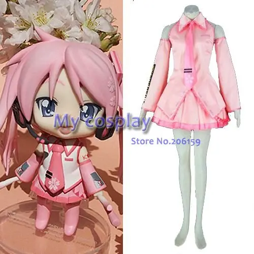 

7PCS Set Anime Vocaloid Pink Dress Cosplay Costume Girl Skirt Halloween Costumes Party Dress
