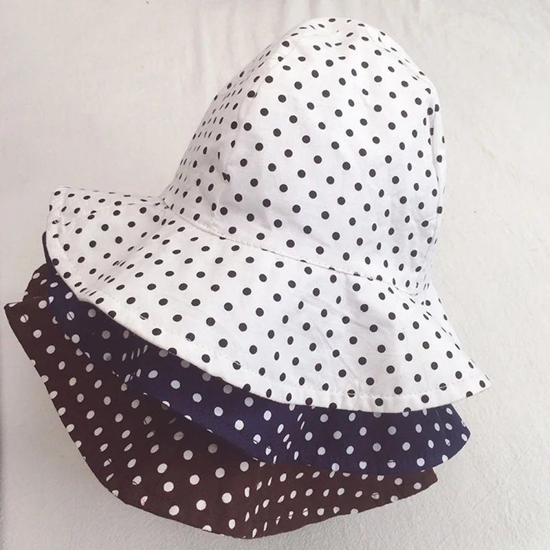 Унисекс летняя складная шляпа в горошек женская уличная Солнцезащитная