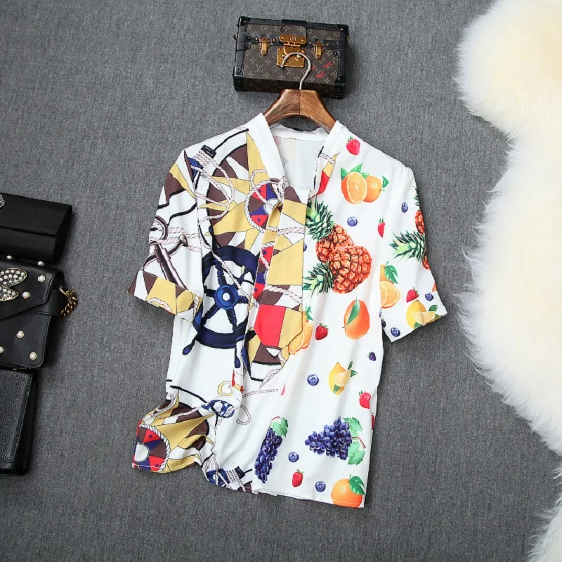 Комплект одежды с принтом для офиса весенний Свободный Топ коротким рукавом и