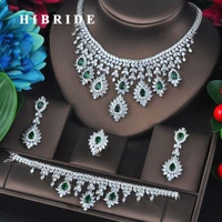 hibride trendy cubic zirconia women weeding jewelry set green color water drop wedding accessories fashion jewelry gifts n 721