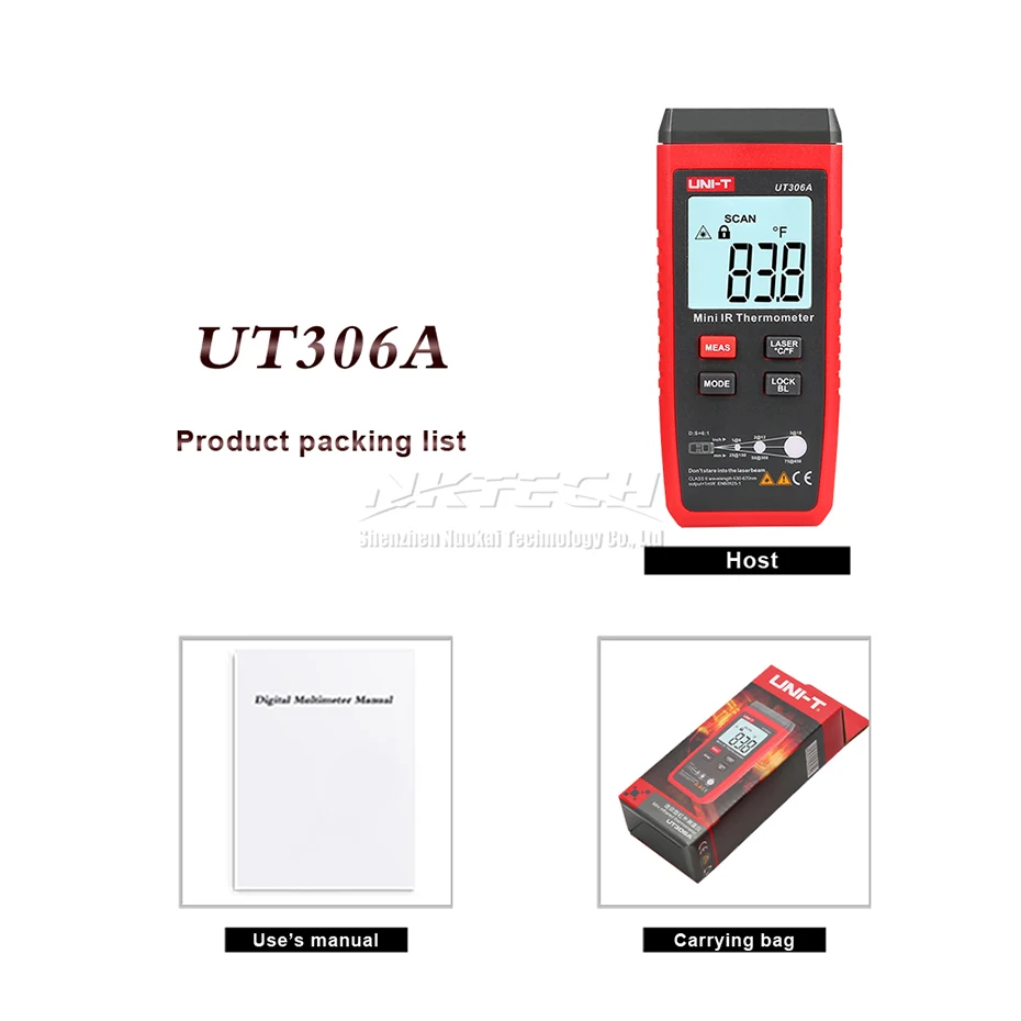 UNI-T UT306A мини ЖК-дисплей инфракрасный термометр-35 ~ 300C/- Большой размерный ряд (31-572F