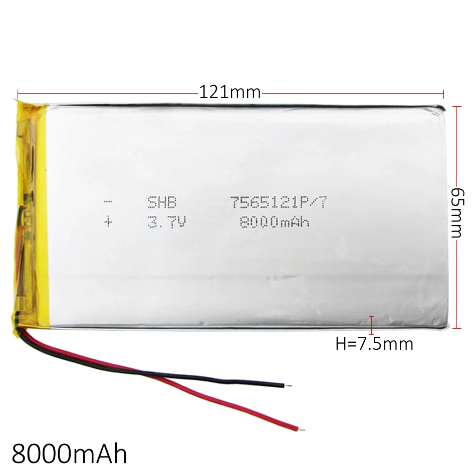 3,7 V 8000mAh литий-полимерная LiPo аккумуляторная батарея для планшета электронной книги gps psp DVD power bank планшетного ПК ноутбука 7565121