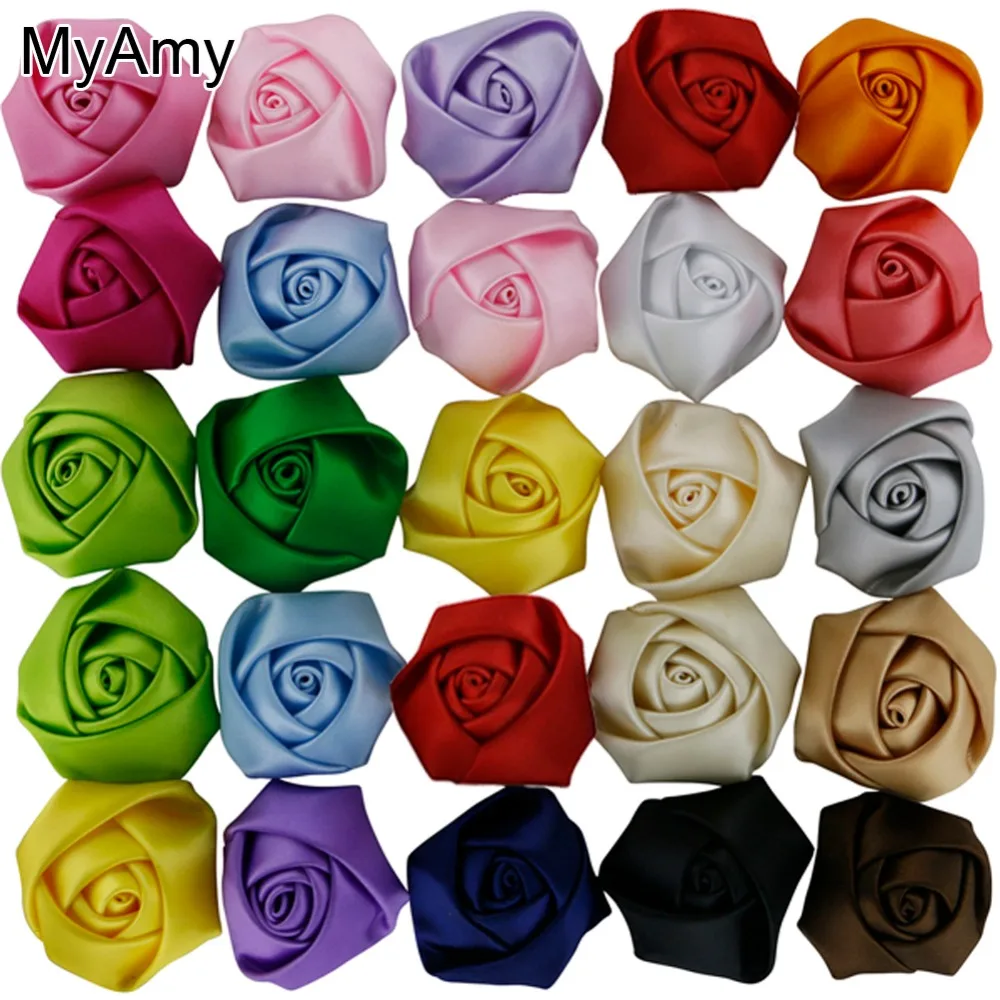 Myamy 100 шт./лот 1.5 ''пятно проката розетками однотонные Детский бутик атласные