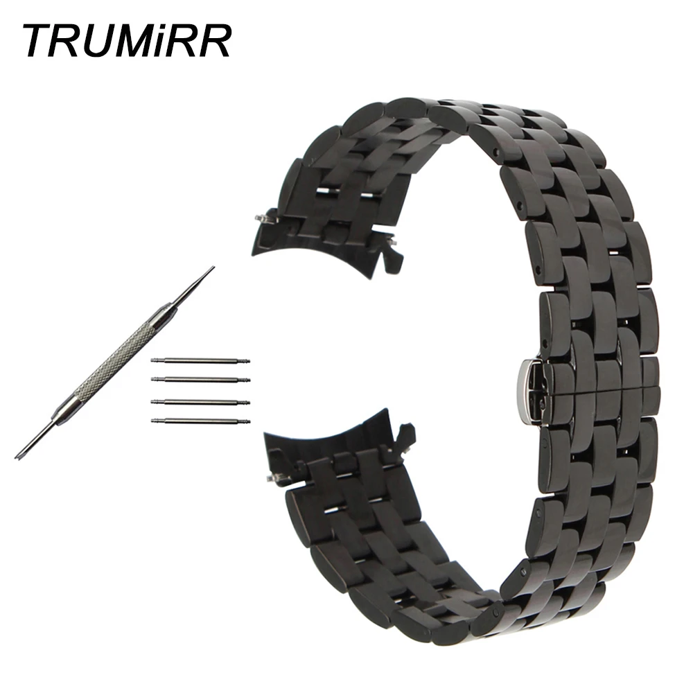 

22mm Stainless Steel Watchband Curved End for Samsung Galaxy Watch 46mm SM-R800 Sport Band Wrist Strap Link Bracelet Wristband