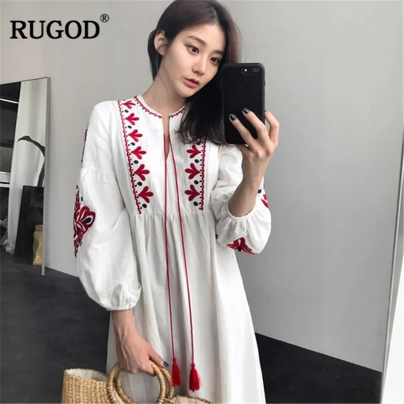 Платье RUGOD женское винтажное с длинным рукавом и О образным вырезом|Женские
