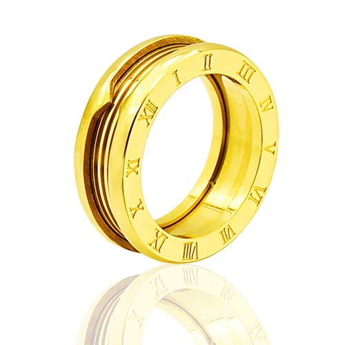 Gold Plated Бренд, модное женское кольцо из розового золота, нержавеющая сталь, римские цифры, кольца для женщин, модные ювелирные изделия - Цвет основного камня: Gold Plated