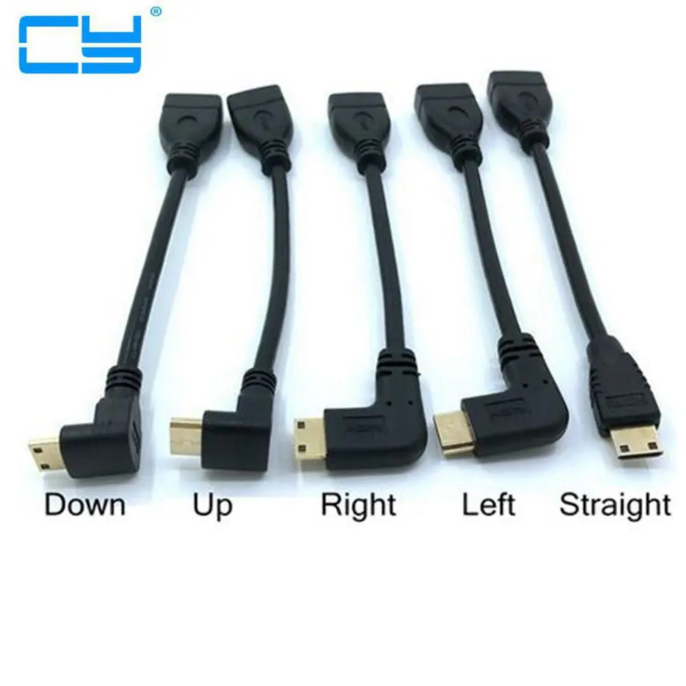 Правый левый угловой мини HDMI совместимый к штекер гнездо кабель 10 см для