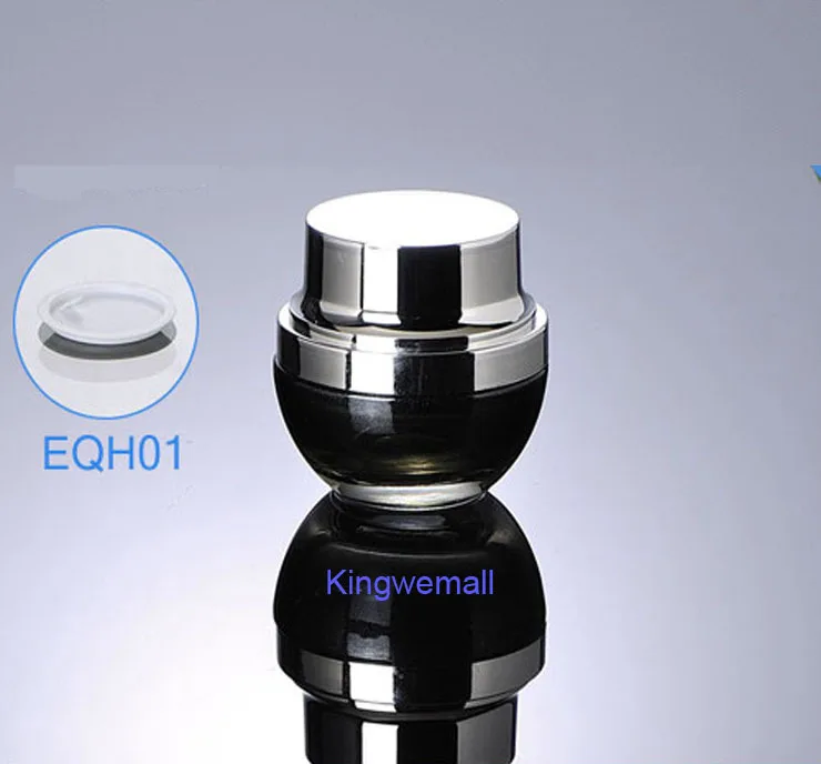 

300pcs/lot Newest 20g 20ml High Grade Glass Cream Jar Black with silver Color For Cosmetic Packaging EQH01