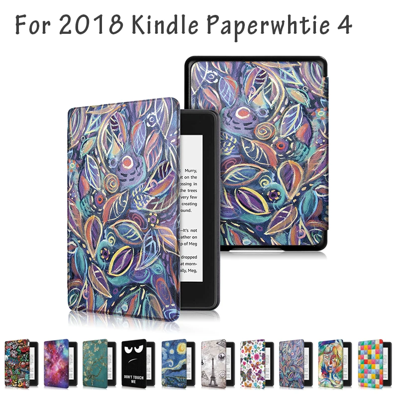 Защитный чехол из искусственной кожи с рисунком для Amazon 2018 Новый Kindle Paperwhite 4