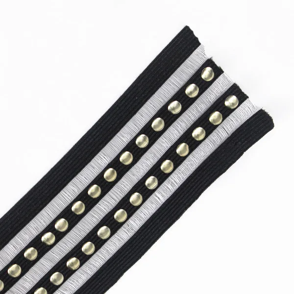 59 мм черная эластичная стрейч-лента с бусинами отделка в стиле стимпанк лента для
