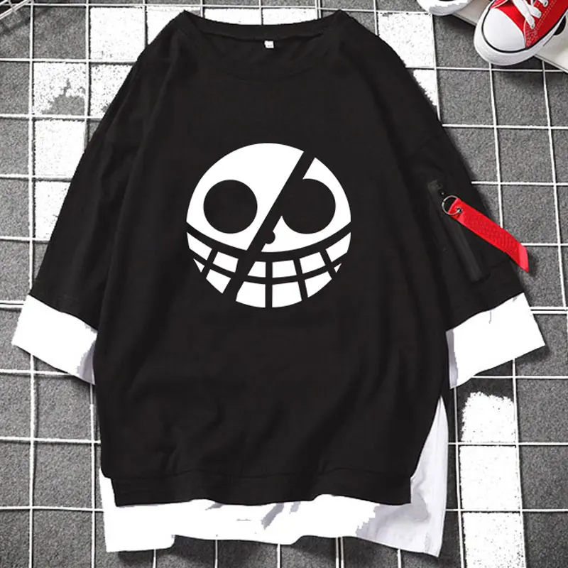 Аниме One Piece Donquixote Family пиратский череп Многослойные футболки Лоскутная