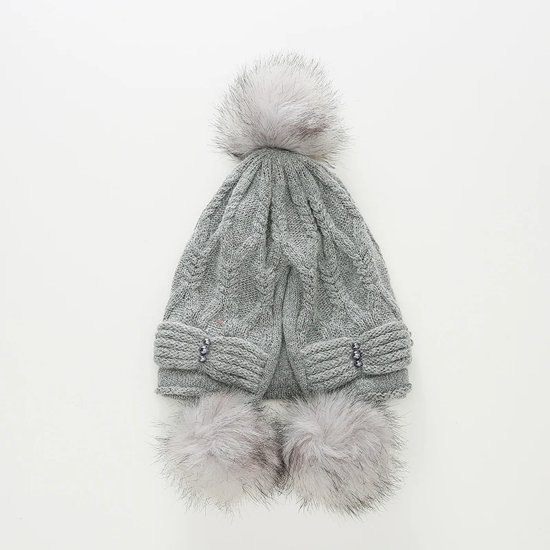 

JIYOUOU winter hats for women Bomber Hats hand made 2020 New women's hat red knitted pompom solid colors gorros cap