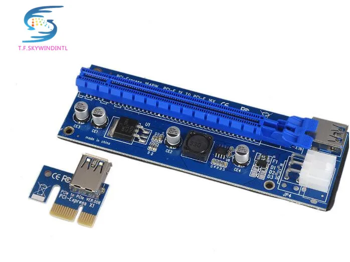 PCI E Express 1X до 16X видеокарта расширитель для карты кабель адаптер 6 pin/4 PIN источник