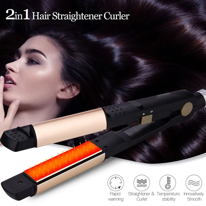 NOVUS Professional Electric Straightening Iron Hair Curling Ceramic Curler 2 in 1 Straightener Flat Styling | Красота и здоровье