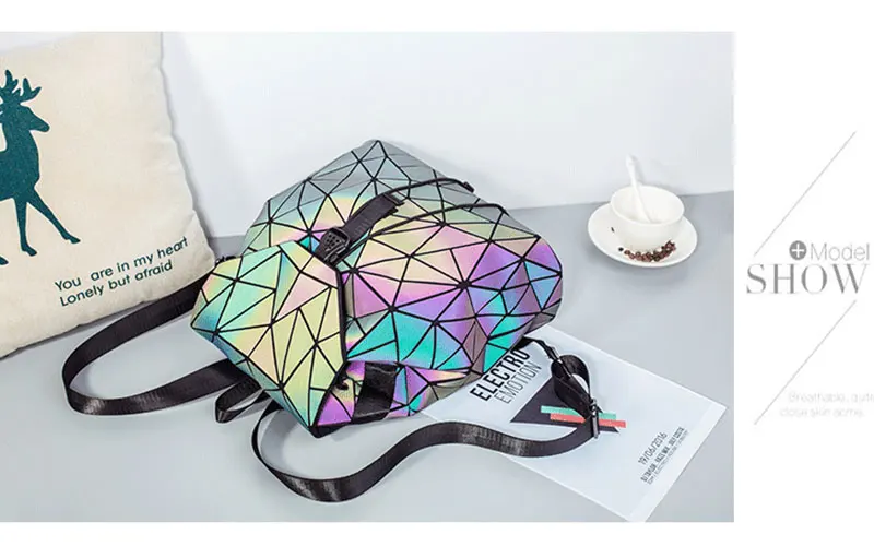 Светящийся женский рюкзак Mochila Feminina, Геометрическая посылка, складные сумки с блестками, школьные сумки для девочек-подростков