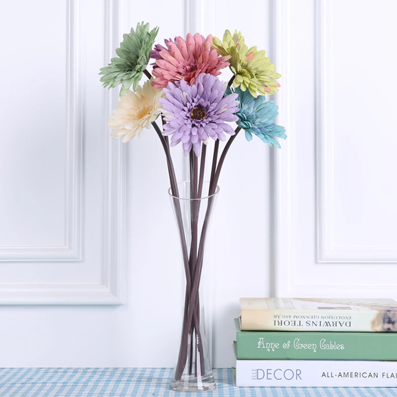 yumai 10 pcs/set Retro Gerbera Silk Artificial Flower Bundle Daisy Chrysanthemum Long Stem Flowers Bouquet for Fall Home Decor | Дом и сад